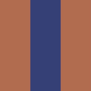 Broad Vertical Awning Cabana Stripes in Terracotta Burnt Orange and Navy Blue  - 6 inch stripes six inch