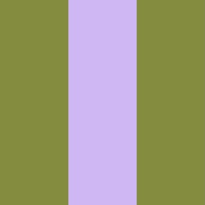Broad Vertical Awning Cabana Stripes in Lilac Purple and olive green - 6 inch stripes six inch