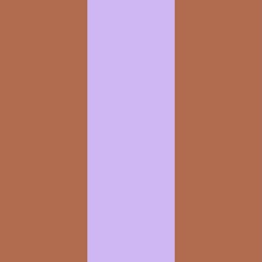 Broad Vertical Awning Cabana Stripes in Terracotta Burnt Orange and Lilac Purple - 6 inch stripes six inch