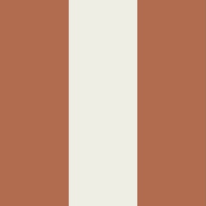 Broad Vertical Awning Cabana Stripes in Terracotta Burnt Orange and cream - 6 inch stripes six inch