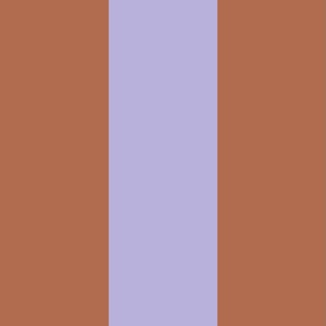 Broad Vertical Awning Cabana Stripes in Terracotta Burnt Orange and Lilac - 6 inch stripes six inch