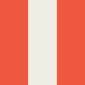 Broad Vertical Awning Cabana Stripes in Bright Orange and Cream - 6 inch stripes six inch