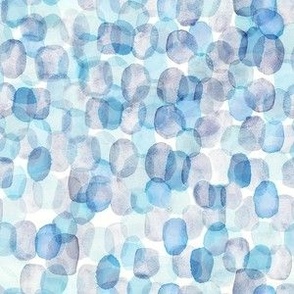  Blue Abstract Watercolor Circles - Small -Lighter Version Beach Coastal Nautical