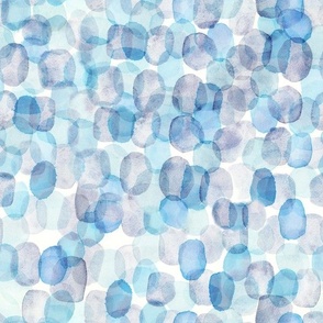  Blue Abstract Watercolor Circles - Medium - Lighter Version Beach Coastal Nautical