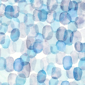  Blue Abstract Watercolor Circles - Large  - Lighter Version Beach Coastal Nautical