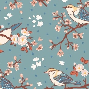 Oriental birds and wintersweet flower buds and roses collection_28