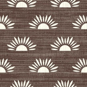 Rustic Bohemian Suns Brown, Large Scale