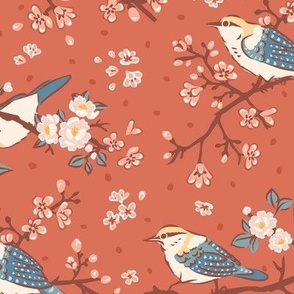 Oriental birds and wintersweet flower buds and roses collection_30_blush