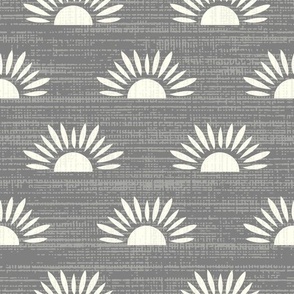 Rustic Bohemian Suns Gray, Large Scale