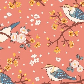 Oriental birds and wintersweet flower buds and roses collection_33_BLUSH