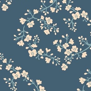 Oriental birds and wintersweet flower buds and roses collection_37_filler_navy