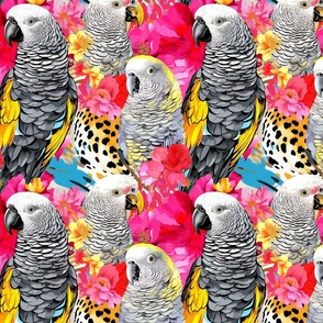 Parrots on Pink