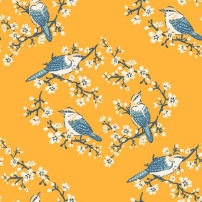 Oriental birds and wintersweet flower buds and roses collection_42_filler_yellow 