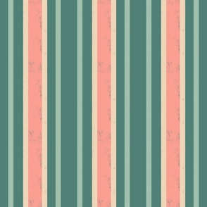 Sophisticated Coastal Pink and Green Textured Awning Stripes