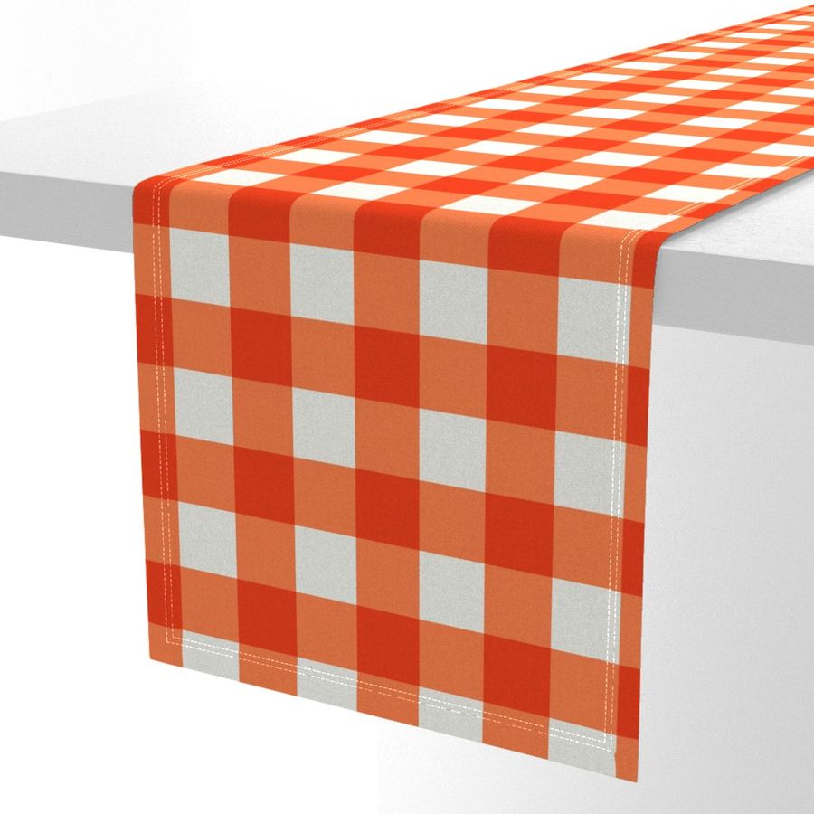 Mango Orange Gingham Check Large Pattern - Classic Country Chic Fresh and Modern Design for Home Decor and Apparel