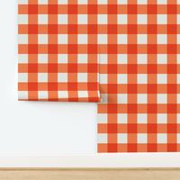 Mango Orange Gingham Check Large Pattern - Classic Country Chic Fresh and Modern Design for Home Decor and Apparel