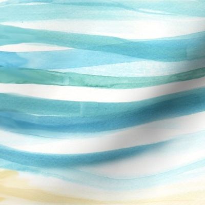 Sand And Waves Abstract Suggestive Hand Painted Watercolor Horizontal Pattern Design