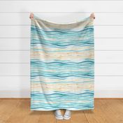 Sand And Waves Abstract Suggestive Hand Painted Watercolor Horizontal Pattern Design