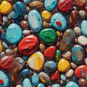 Glazed Pebble Collage ,   mural , large