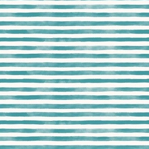 Summer Chill Hand Drawn Watercolor Stripes_teal cerlulean turquoise green blue_small