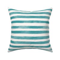 Summer Chill Hand Drawn Watercolor Stripes_teal cerlulean turquoise green blue