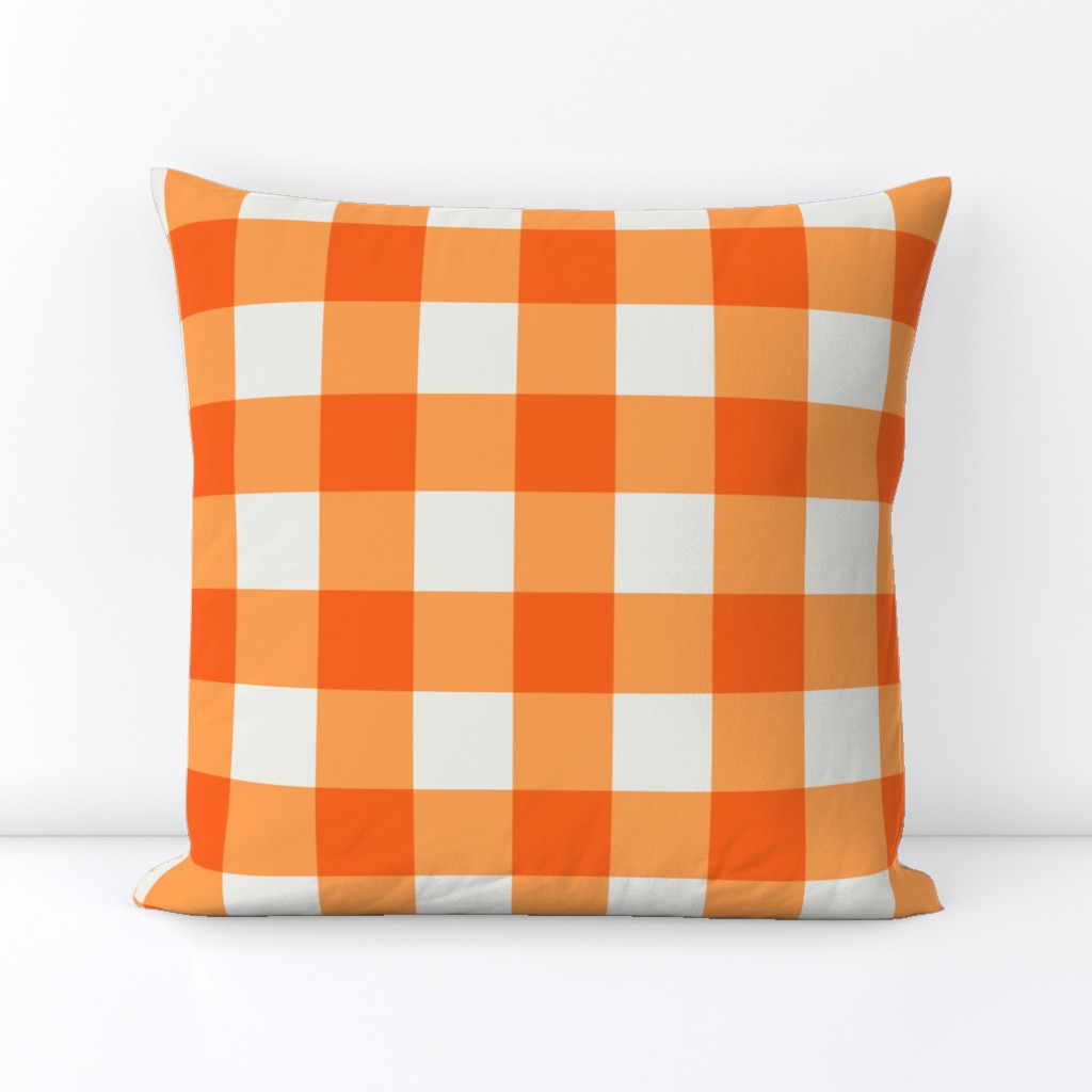 Melon Soft Orange Gingham Check Large Pattern - Classic Country Chic Fresh and Modern Design for Home Decor and Apparel