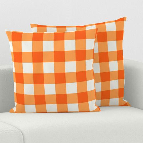 Melon Soft Orange Gingham Check Large Pattern - Classic Country Chic Fresh and Modern Design for Home Decor and Apparel