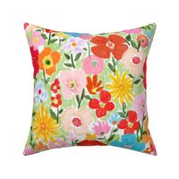 Bright Hand Painted Floral JUMBO Green
