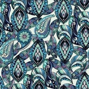 Turquoise Black Paisley