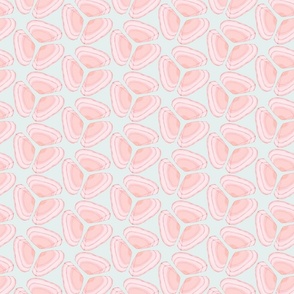 Pink seashells on a light teal blue backdrop Medium