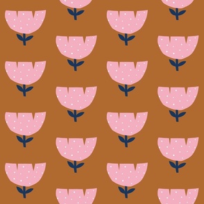 Pink-navy blue-tulips