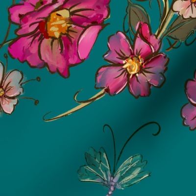 Bella Auriel Floral Garlands - Brilliant Teal