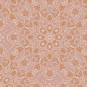 Kaleidoscope Cascade in Cream and Orange on Blush Pink