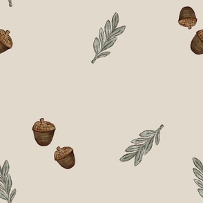 Acorns and Leaves (Beige) (Large Scale)(10.5"/12")