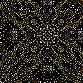 Kaleidoscope Cascade in Old Gold and Cream on Black