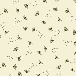Busy bees on cream - small