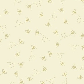 Busy bees on cream - small ochre bees on cream