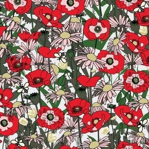 WILD FLOWER BANK - small red version
