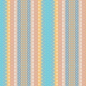 boho stripes coral turquoise marigold