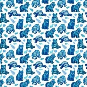 Blue bears with leaves - small print