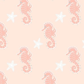 WHIMSICAL SEAHORSES  AND STARFISH CORAL PINK