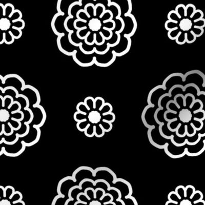 Black White Floral Hand-Drawn