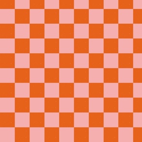  Checkered Symmetry: A Pattern Design of Contrasting Squares, textured pink & orange