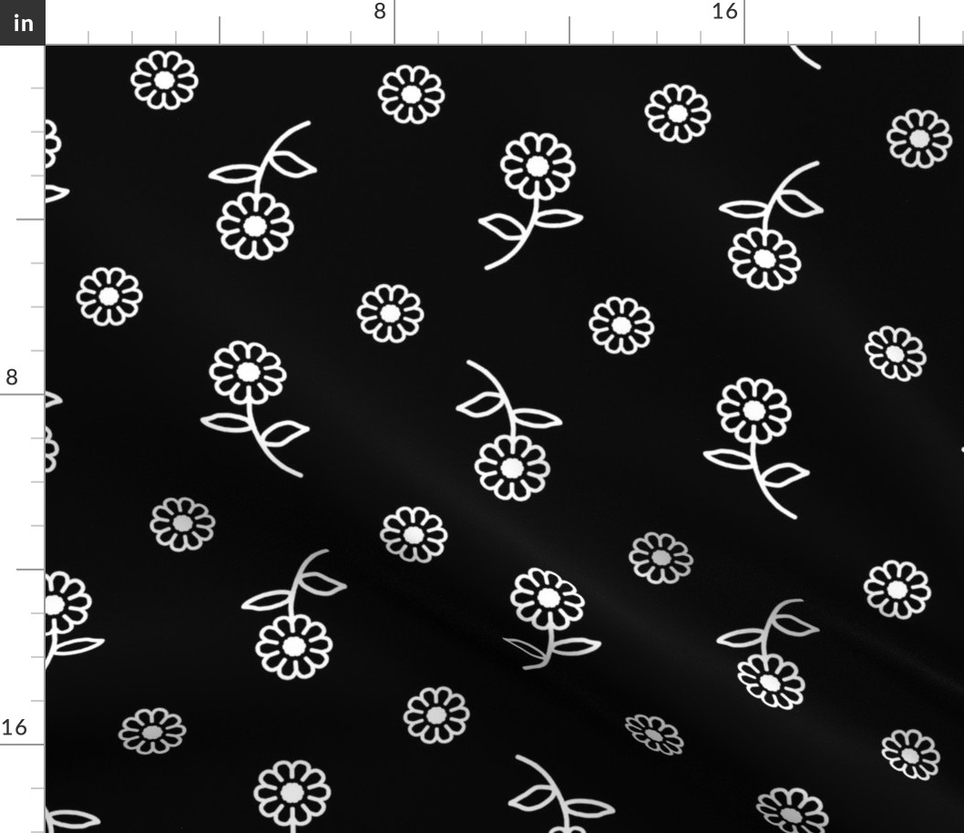 Black White Floral Flowers Minimalist 