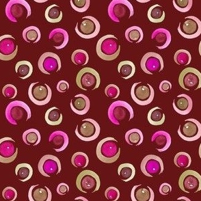 Burgundy Bubbles – whimsical hot pink, rose and green watercolor circles