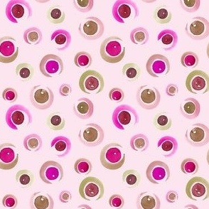 Pale Pink Bubbles – whimsical hot pink, rose and green watercolor circles