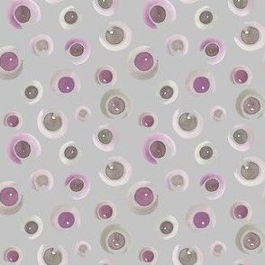 Silver Grey Bubbles – whimsical amethyst and taupe watercolor circles