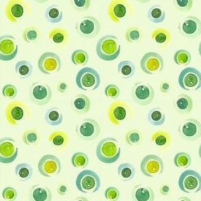 Soft Green Bubbles – whimsical jade, lime and pale blue watercolor circles