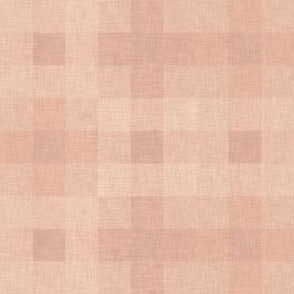 Geometric pattern of small squares in pink tones and linen texture