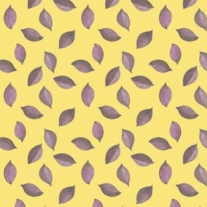 Sunny Yellow Happy Leaves –  soft purple watercolor pencil leaves